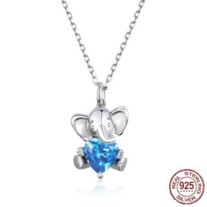 Elephant Pendant Necklace for Women 925 Sterling Silver Luxury Animal Silver Jewelry Collar BSN180