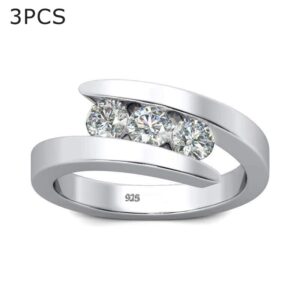 Luxury 3 Stones Ring For Women Sterling Silver 925 Engagement Rings Female With Certificate Trend JM