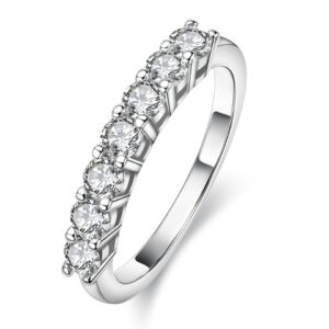 3mm 0.7ct Moissanite Half Eternity Band Ring 925 Sterling Silver 7 Stone Engagement Wedding Rings For Women