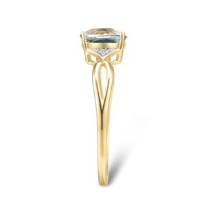 14K 585 Yellow Gold Ring For Women Diamond Sky Blue Topaz Rings Gold 585 Real Original Anniversary Fine Jewelry