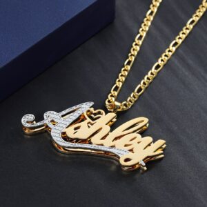 Custom Double 18K Gold Plated Name Necklace For Women Personalized Stainless Steel Names Pendant Chain Jewelry Her Gifts