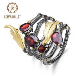 2.75Ct Natural Red Garnet Gemstone Finger Ring 925 Sterling Sliver Vintage Gothic Rings For Women Fine Jewelry