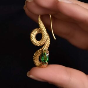 Crystal Snake Stud Earrings,Golden Fashion Earrings For Women Cubic Zirconia Snake Earrings Trendy Jewelry Gifts
