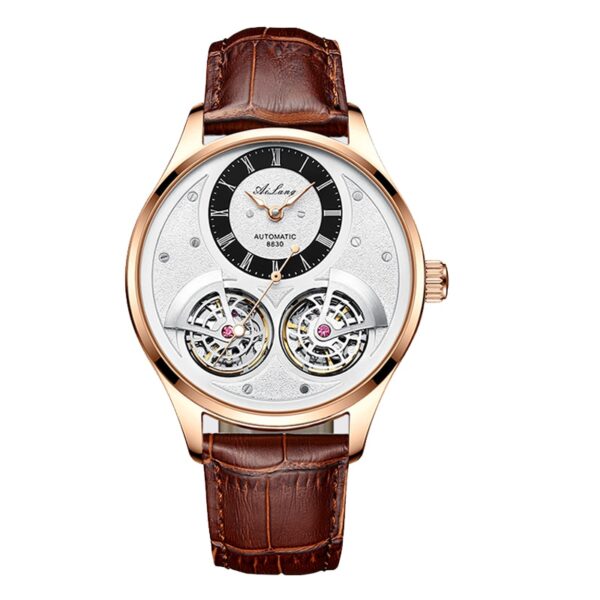 Double Pendulum Hollow Tourbillon Men Automatic Mechanical Watch Deep Waterproof Leather Watch - Image 6