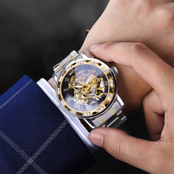 Winner Transparent Fashion Diamond Luminous Gear Movement Royal Design Men Top Brand Luxury Male Mechanical Skeleton Wrist Watch - Image 13