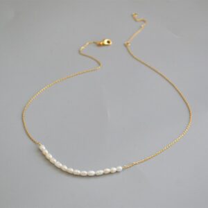 Brass With 18K Gold Natural Real Pearl Necklace Wowen Jewelry Party Designer T Show Runway Gown Japan Korean Fashion