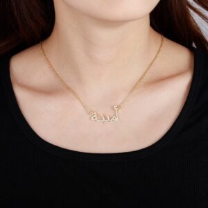 Arabic Name Necklace For Women Custom iced Out Names Necklaces Personalized Gold Stainless Steel Pendant Arabic Jewelry Gifts