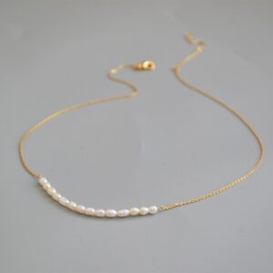 Brass With 18K Gold Natural Real Pearl Necklace Wowen Jewelry Party Designer T Show Runway Gown Japan Korean Fashion
