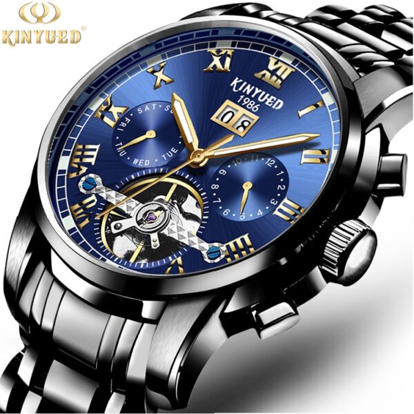 New Men Kinyued Stainless Steel Watch Band Automatic Mechanical Business Wrist Watch Luxury Brand Waterproof Watch for Men - Image 7