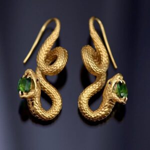Crystal Snake Stud Earrings,Golden Fashion Earrings For Women Cubic Zirconia Snake Earrings Trendy Jewelry Gifts