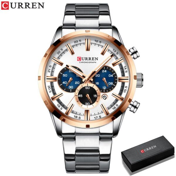 Men Watch Blue Dial Stainless Steel Band Date Mens Business Male Watches Waterproof Luxuries Men Wrist Watches for Men - Image 16