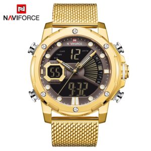 Original Watches For Men Luxury Brand Quartz Dual Display Military Sports Wrist Watch Mesh Steel Band Waterproof Clock