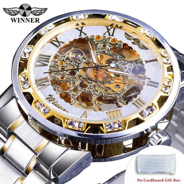 Winner Transparent Fashion Diamond Luminous Gear Movement Royal Design Men Top Brand Luxury Male Mechanical Skeleton Wrist Watch - Image 10