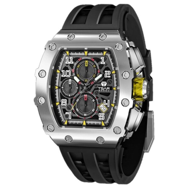 Men Luxury Brand Tonneau Design Waterproof Clock Stainless Steel Wristwatch Sport Chronograph Square Mens Watch - Image 4