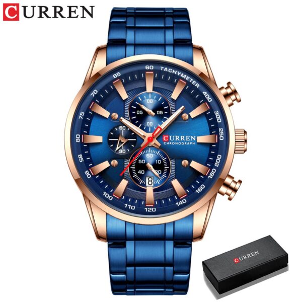 CURREN Man Watches Luxury Sporty Chronograph Wristwatches for Men Quartz Stainless Steel Band Clock Luminous Hands - Image 10