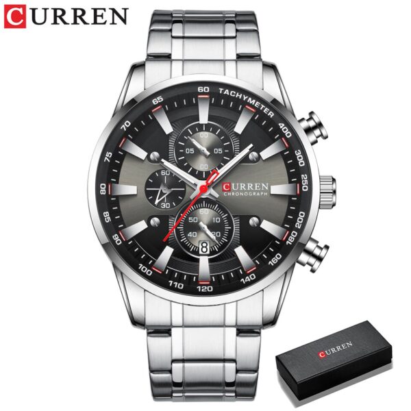 CURREN Man Watches Luxury Sporty Chronograph Wristwatches for Men Quartz Stainless Steel Band Clock Luminous Hands - Image 3