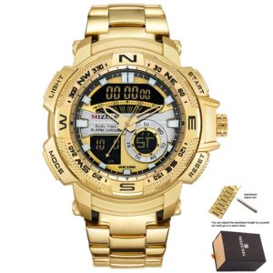 30m Waterproof Mens Sports Watches Luxury Brand Quartz Watch Men Gold Steel Digital Male Clock Cool Military Relogio Masculino