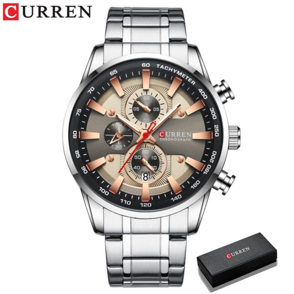 CURREN Man Watches Luxury Sporty Chronograph Wristwatches for Men Quartz Stainless Steel Band Clock Luminous Hands - Image 12