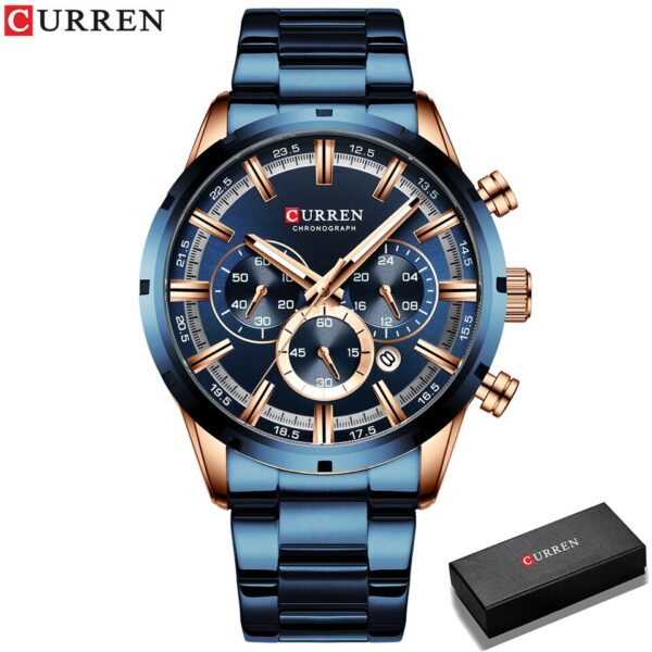 Men Watch Blue Dial Stainless Steel Band Date Mens Business Male Watches Waterproof Luxuries Men Wrist Watches for Men - Image 14