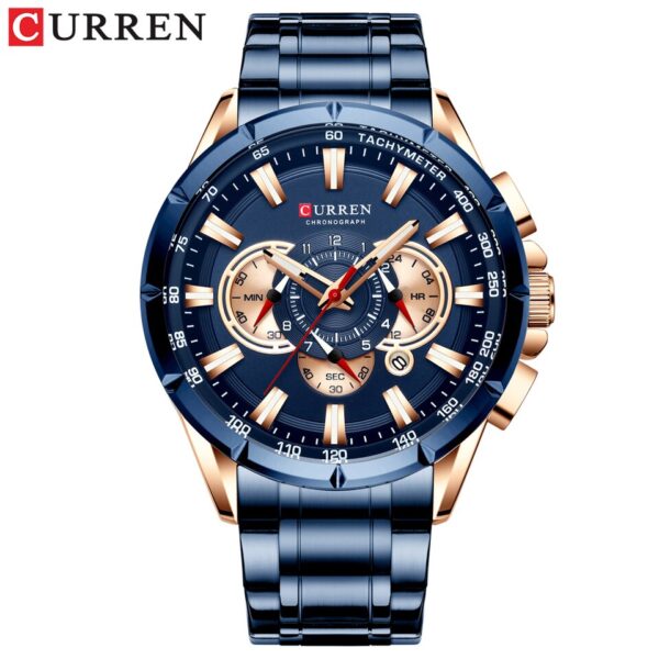 Men New CURREN Casual Sport Chronograph Men Watch Stainless Steel Band Wristwatch Big Dial Quartz Clock with Luminous Pointers - Image 13