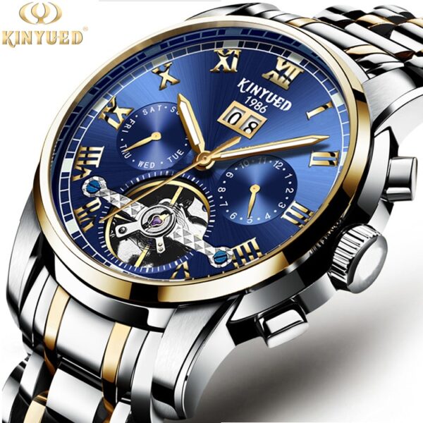 New Men Kinyued Stainless Steel Watch Band Automatic Mechanical Business Wrist Watch Luxury Brand Waterproof Watch for Men - Image 12