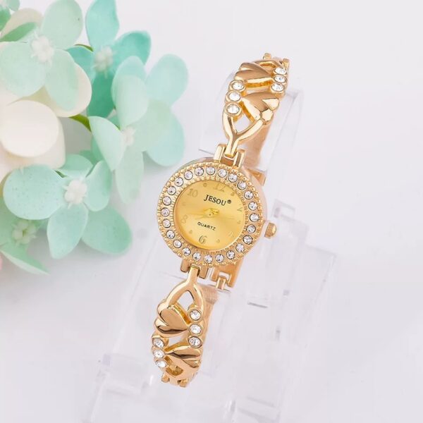 Women Bracelet Watch Set Gold Crystal Design Necklace Earrings ring Female Jewelry Set Quartz Watch Women’s Gifts For Valentine - Image 4