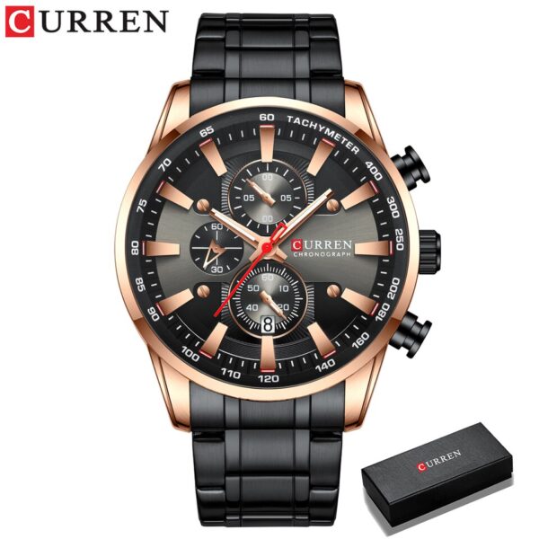 CURREN Man Watches Luxury Sporty Chronograph Wristwatches for Men Quartz Stainless Steel Band Clock Luminous Hands - Image 4