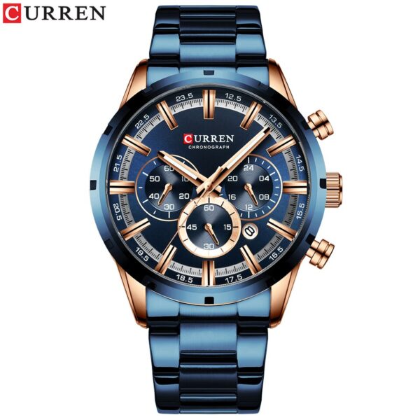 Men Watch Blue Dial Stainless Steel Band Date Mens Business Male Watches Waterproof Luxuries Men Wrist Watches for Men - Image 13