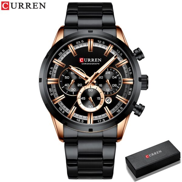 Men Watch Blue Dial Stainless Steel Band Date Mens Business Male Watches Waterproof Luxuries Men Wrist Watches for Men - Image 2