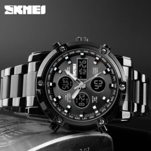 Fashion Men Wristwatch SKMEI Watch Sport Digital Bracelet 3 Time Countdown Mens Clock Stainless Steel Watches  Male Business