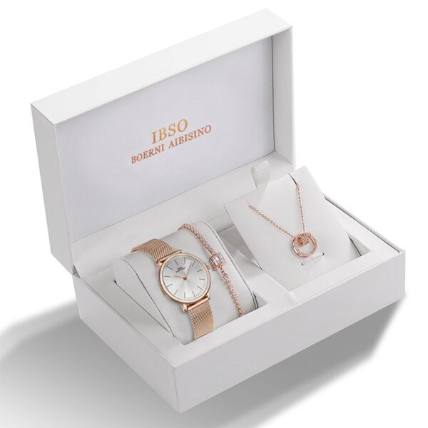 Women Quartz Watch Set Crystal Bracelet Necklace Watch Sets Female Jewelry Set Silver Set Watch Valentine's Day Gift - Image 13