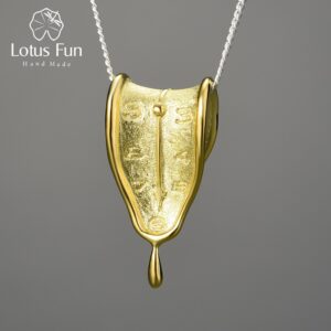 Lotus Fun Eternity of Memory 18K Gold Clock Shape Love Forever Pendants Necklaces for Women 925 Sterling Silver Original Jewelry