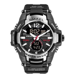 SMAEL Dual Time Army Sport Watch for Men Luminous Waterproof Quart Digital Wristwatch Alarm Clock LED Backlight Calendar 1805