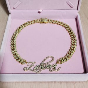 Customized Stainless Steel  Words Name Necklace 1.2cm Rhinestone Cuban Chain Miami Cuban Link for Men Women Hip hop Jewelry