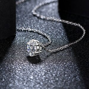 Silver Necklace Pendant Round Cut 1.0ct D Color White Moissanite Pass Diamond Test for Women Elegant Necklace