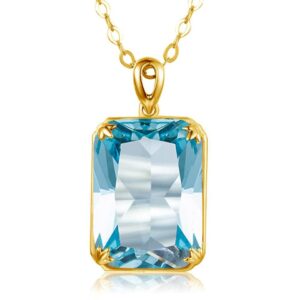 100% Real Silver 925 Necklace Pendant Aquamarine Women Jewelry Birthday Party Banquet Girl Accessories 2022 New Trendy