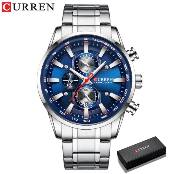 CURREN Man Watches Luxury Sporty Chronograph Wristwatches for Men Quartz Stainless Steel Band Clock Luminous Hands - Image 9