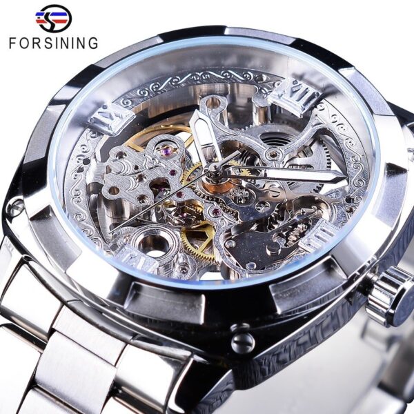 New Men Forsining Transparent Watch Retro Automatic Mechanical Watch Top Brand Luxury Full Golden Luminous Hands Skeleton Clock - Image 10