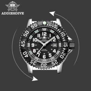 Addies Dive New Men Watch 316L Stainless Steel Strap Black Dial 50m Waterproof Watch Luminous Hand 51mm Alloy Case Sports Watch