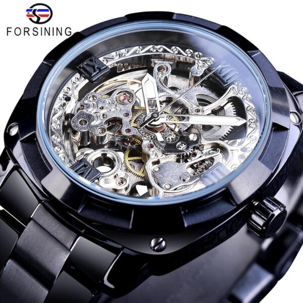 New Men Forsining Transparent Watch Retro Automatic Mechanical Watch Top Brand Luxury Full Golden Luminous Hands Skeleton Clock - Image 2