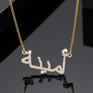 Arabic Name Necklace For Women Custom iced Out Names Necklaces Personalized Gold Stainless Steel Pendant Arabic Jewelry Gifts