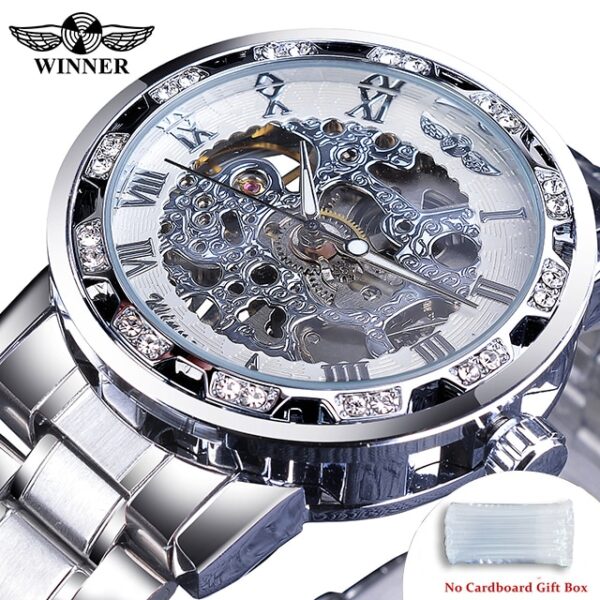 Winner Transparent Fashion Diamond Luminous Gear Movement Royal Design Men Top Brand Luxury Male Mechanical Skeleton Wrist Watch - Image 20