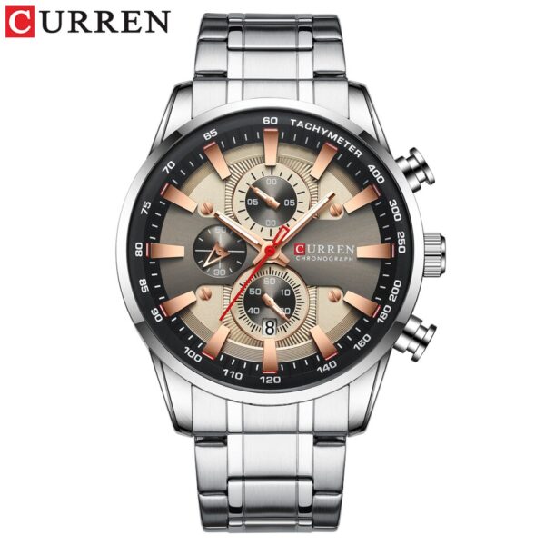 CURREN Man Watches Luxury Sporty Chronograph Wristwatches for Men Quartz Stainless Steel Band Clock Luminous Hands - Image 11