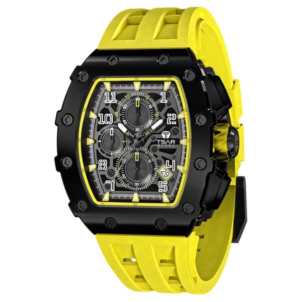 Men Luxury Brand Tonneau Design Waterproof Clock Stainless Steel Wristwatch Sport Chronograph Square Mens Watch - Image 9