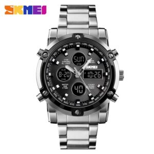 Fashion Men Wristwatch SKMEI Watch Sport Digital Bracelet 3 Time Countdown Mens Clock Stainless Steel Watches  Male Business