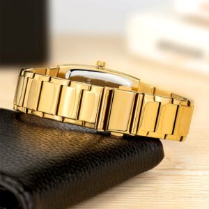 New Square Watch Men with Automatic Week Date Luxury Stainless Steel Gold Mens Quartz Wrist Watches Relogio Masculino
