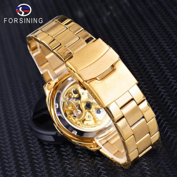 New Men Forsining Transparent Watch Retro Automatic Mechanical Watch Top Brand Luxury Full Golden Luminous Hands Skeleton Clock - Image 9