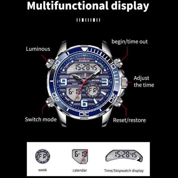 Foxbox Digital Mens Watches Top Luxury Sport Quartz Wristwatch For Men All Steel Military Waterproof Clock+Box - Image 3