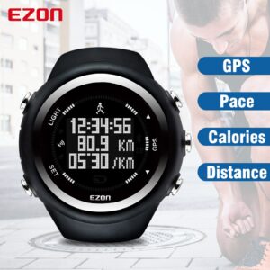 Men Digital Sport Wrist watch GPS Running Watch With Speed Pace Distance Calorie Burning  Stopwatch 50M Waterproof EZON T031