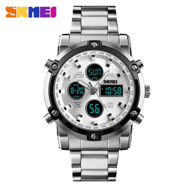 Fashion Men Wristwatch SKMEI Watch Sport Digital Bracelet 3 Time Countdown Mens Clock Stainless Steel Watches  Male Business - Image 7